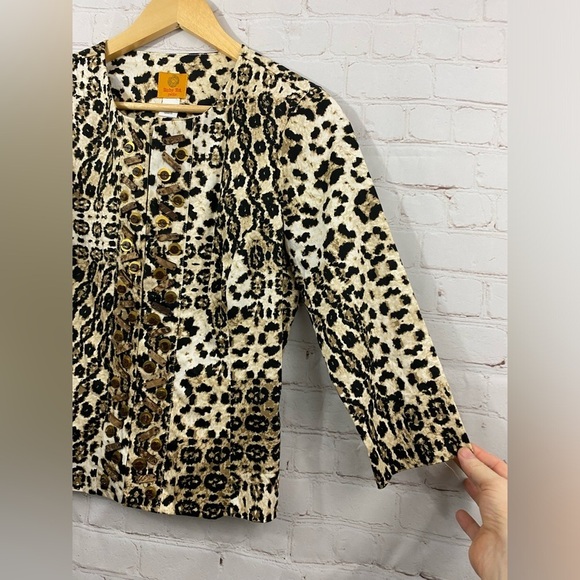 Ruby Road Blazer Womens Size 6P Leopard Print Short Stretchy 3/4 Sleeve - Picture 2 of 11